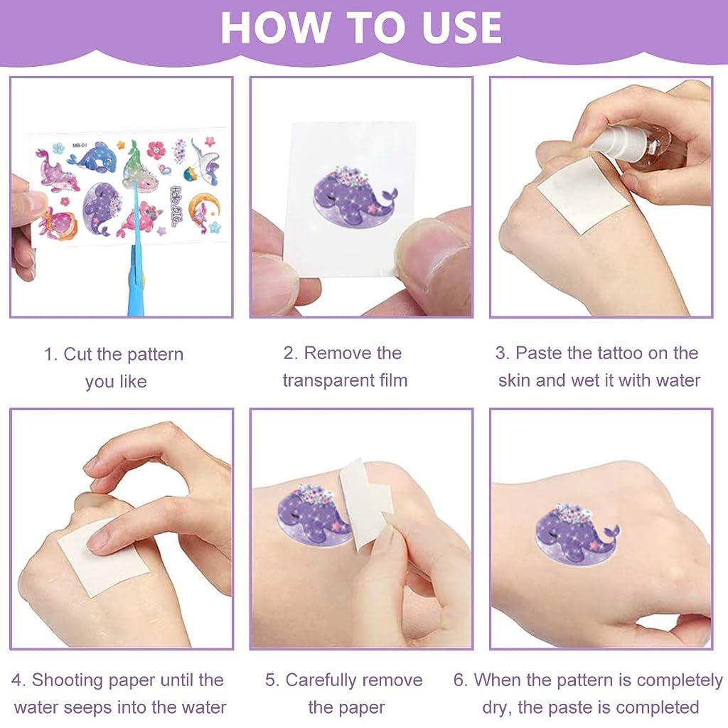 MAYCREATE Tattoo Sticker for Kids, 10 Sheet Glittering Temporary Tattoo, Cartoon Ocean Animals Fake Tattoos for Girls Boys Birthday Parties, Group Activities MAYCREATE Tattoo Sticker for Kids, 10 Sheet Glittering Temporary Tattoo, Cartoon Ocean Animals Fake Tattoos for Girls Boys Birthday Parties, Group Activities